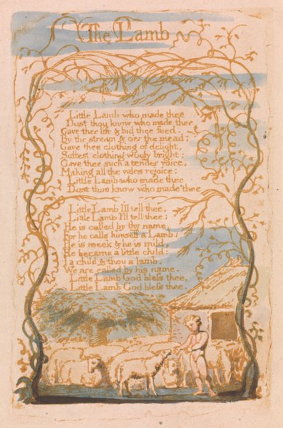 Lieder der Unschuld, Tafel 8, Das Lamm (Bentley 8) von William Blake